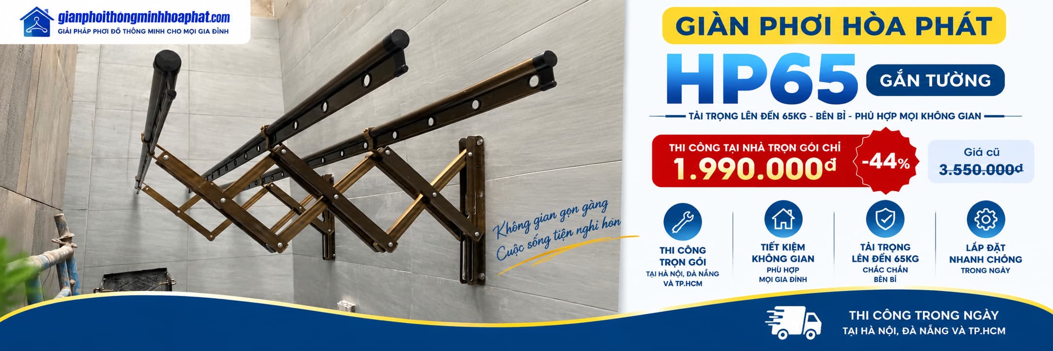 Giàn phơi Hòa Phát HP65 gắn tường